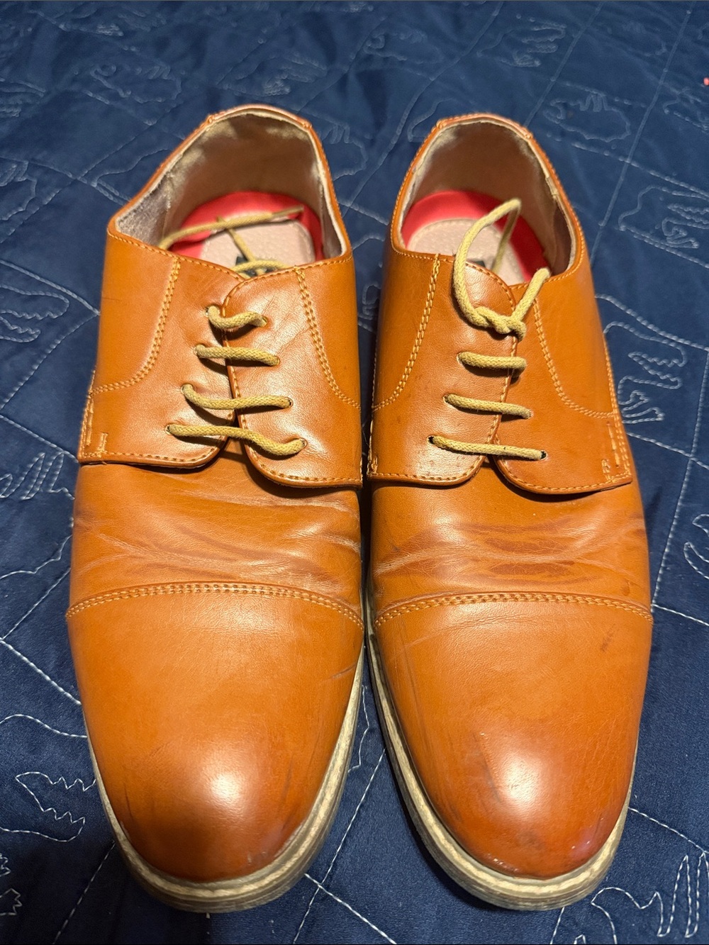 Men's Classic Leather Derby Shoes in Tan Brown